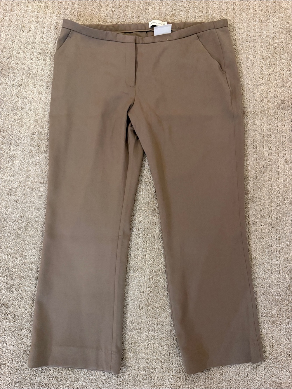 Abercrombie & Fitch Low Rise Slim Boot Pants Brown Taupe Size 18S Y2K Workwear